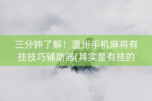 三分钟了解！温州手机麻将有挂技巧辅助器(其实是有挂的)
