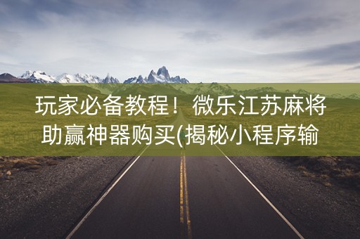 玩家必备教程！微乐江苏麻将助赢神器购买(揭秘小程序输赢规律)