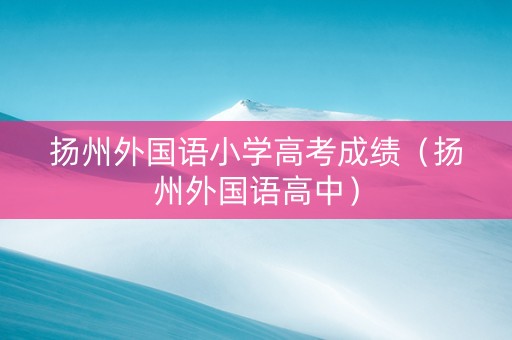 扬州外国语小学高考成绩（扬州外国语高中）