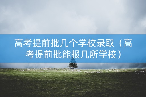 高考提前批几个学校录取（高考提前批能报几所学校）