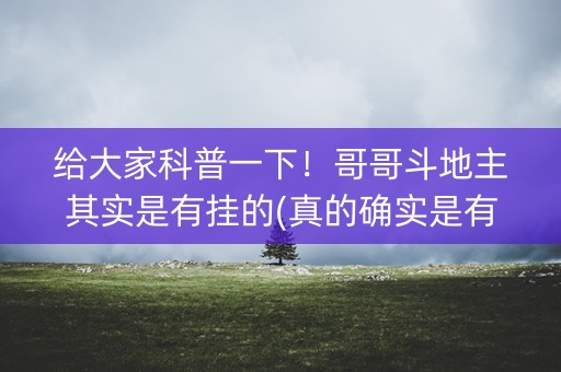 给大家科普一下！哥哥斗地主其实是有挂的(真的确实是有挂)