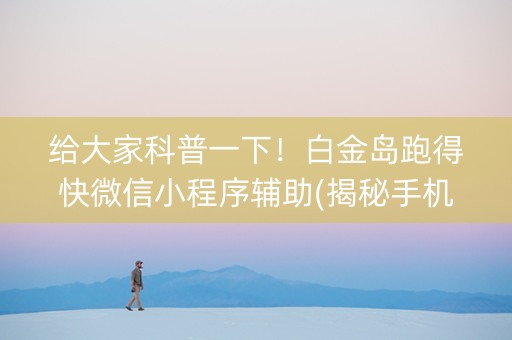 给大家科普一下！白金岛跑得快微信小程序辅助(揭秘手机上插件购买)