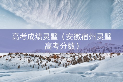 高考成绩灵璧（安徽宿州灵璧高考分数）