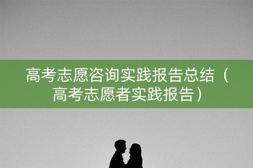 高考志愿咨询实践报告总结（高考志愿者实践报告）