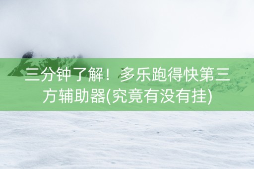 三分钟了解！多乐跑得快第三方辅助器(究竟有没有挂)