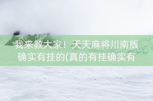 我来教大家！天天麻将川南版确实有挂的(真的有挂确实有挂)