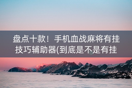 盘点十款！手机血战麻将有挂技巧辅助器(到底是不是有挂)