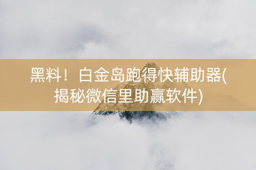 黑料！白金岛跑得快辅助器(揭秘微信里助赢软件)