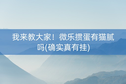 我来教大家！微乐掼蛋有猫腻吗(确实真有挂)