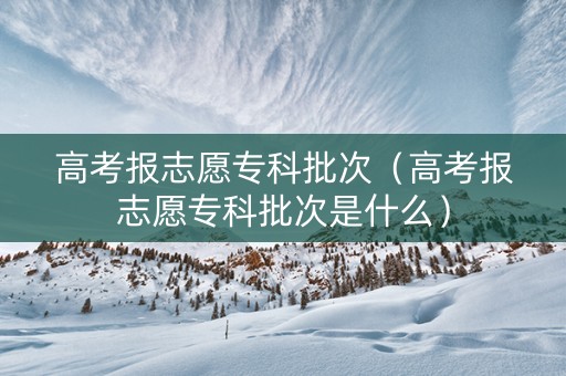 高考报志愿专科批次（高考报志愿专科批次是什么）
