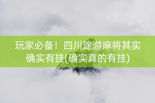 玩家必备！四川途游麻将其实确实有挂(确实真的有挂)
