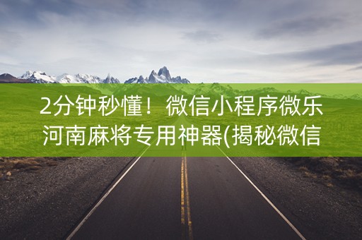 2分钟秒懂！微信小程序微乐河南麻将专用神器(揭秘微信里提高赢的概率)