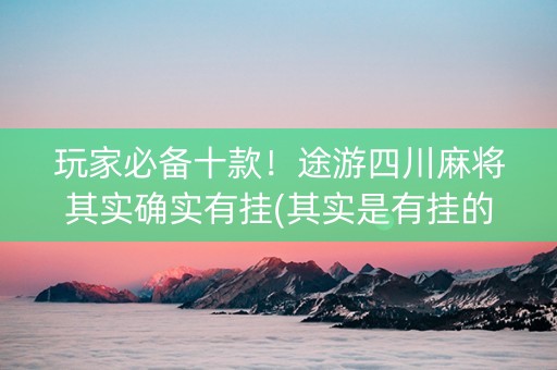 玩家必备十款！途游四川麻将其实确实有挂(其实是有挂的)