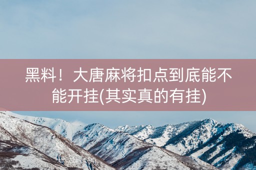 黑料！大唐麻将扣点到底能不能开挂(其实真的有挂)