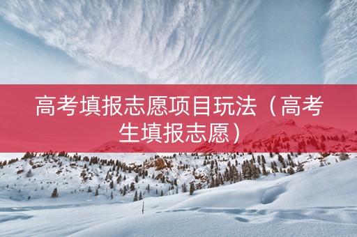 高考填报志愿项目玩法（高考生填报志愿）