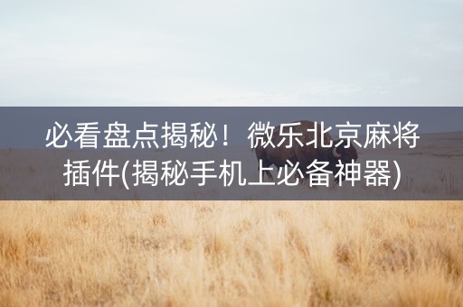 必看盘点揭秘！微乐北京麻将插件(揭秘手机上必备神器)