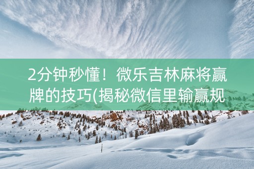 2分钟秒懂！微乐吉林麻将赢牌的技巧(揭秘微信里输赢规律)