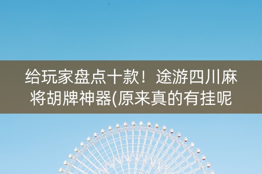 给玩家盘点十款！途游四川麻将胡牌神器(原来真的有挂呢)