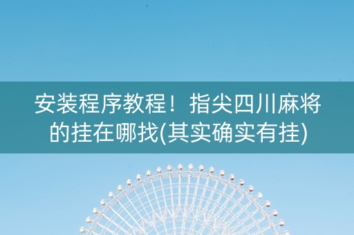 安装程序教程！指尖四川麻将的挂在哪找(其实确实有挂)