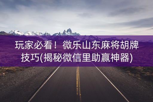 玩家必看！微乐山东麻将胡牌技巧(揭秘微信里助赢神器)