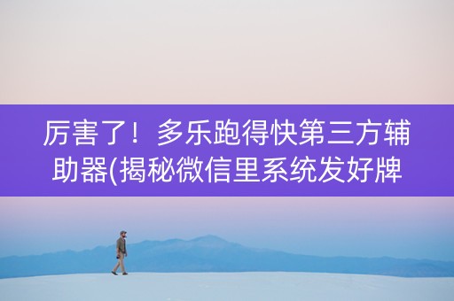 厉害了！多乐跑得快第三方辅助器(揭秘微信里系统发好牌)