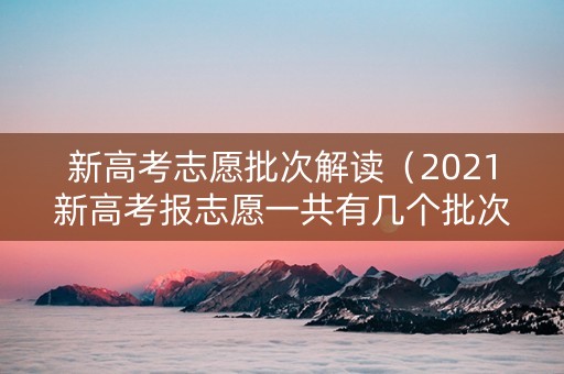 新高考志愿批次解读（2021新高考报志愿一共有几个批次）