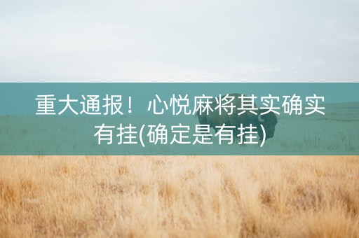 重大通报！心悦麻将其实确实有挂(确定是有挂)