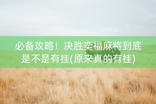 必备攻略！决胜奕福麻将到底是不是有挂(原来真的有挂)