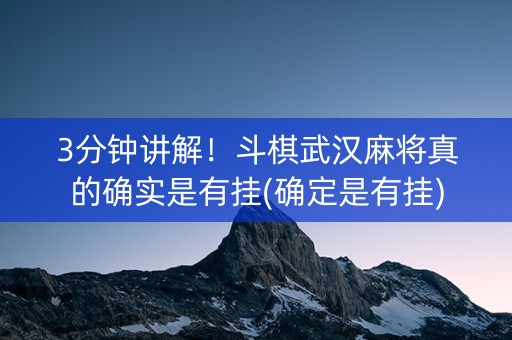 3分钟讲解！斗棋武汉麻将真的确实是有挂(确定是有挂)