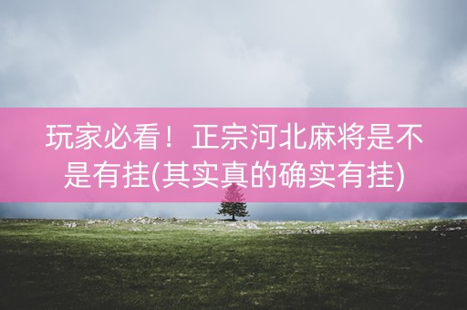 玩家必看！正宗河北麻将是不是有挂(其实真的确实有挂)