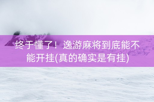 终于懂了！逸游麻将到底能不能开挂(真的确实是有挂)