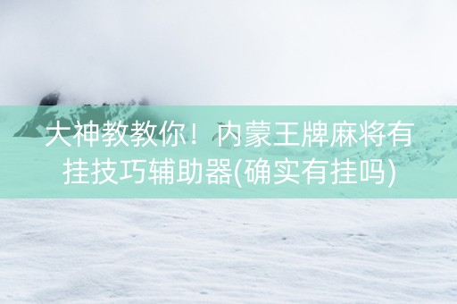 大神教教你！内蒙王牌麻将有挂技巧辅助器(确实有挂吗)