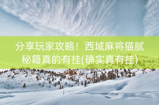 分享玩家攻略！西域麻将猫腻秘籍真的有挂(确实真有挂)