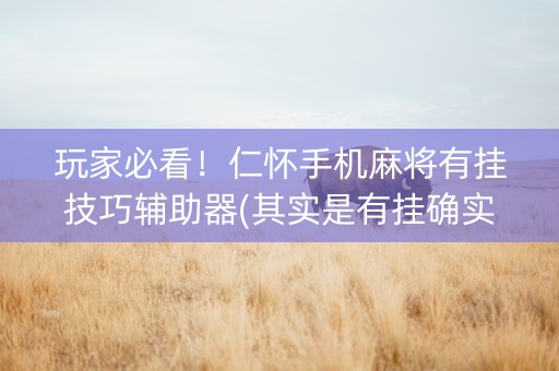 玩家必看！仁怀手机麻将有挂技巧辅助器(其实是有挂确实有挂)