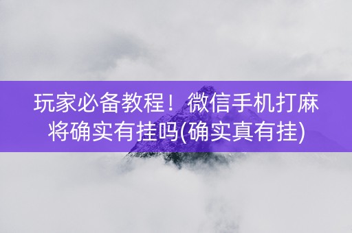 玩家必备教程！微信手机打麻将确实有挂吗(确实真有挂)
