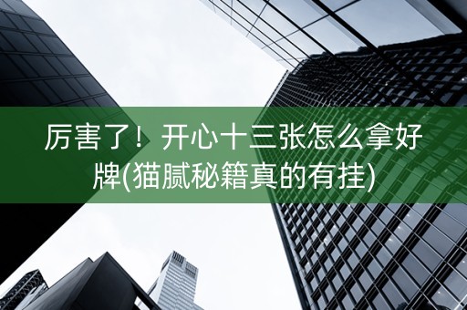 厉害了！开心十三张怎么拿好牌(猫腻秘籍真的有挂)