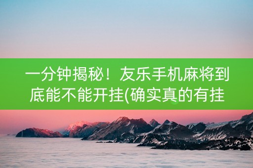 一分钟揭秘！友乐手机麻将到底能不能开挂(确实真的有挂)