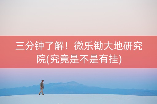 三分钟了解！微乐锄大地研究院(究竟是不是有挂)