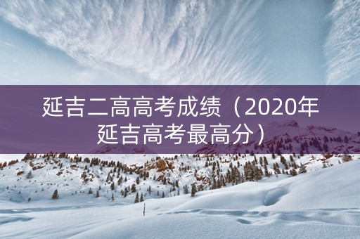 延吉二高高考成绩（2020年延吉高考最高分）