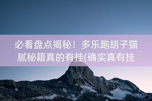 必看盘点揭秘！多乐跑胡子猫腻秘籍真的有挂(确实真有挂)