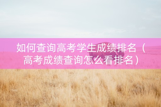 如何查询高考学生成绩排名（高考成绩查询怎么看排名）