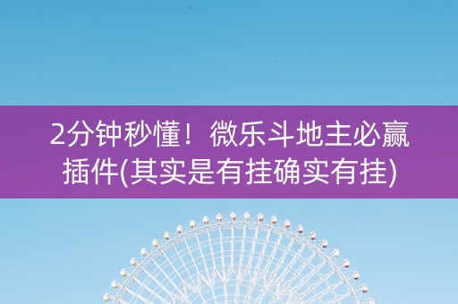 2分钟秒懂！微乐斗地主必赢插件(其实是有挂确实有挂)