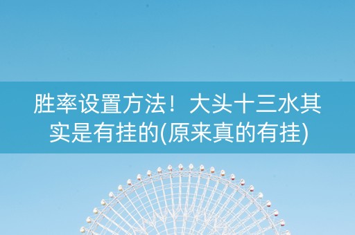 胜率设置方法！大头十三水其实是有挂的(原来真的有挂)