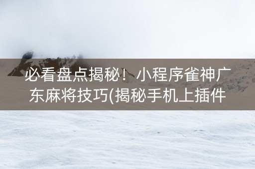 必看盘点揭秘！小程序雀神广东麻将技巧(揭秘手机上插件免费)