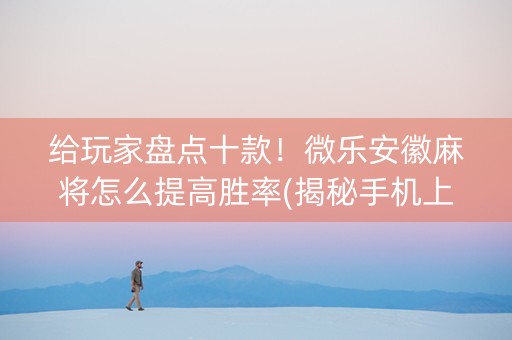 给玩家盘点十款！微乐安徽麻将怎么提高胜率(揭秘手机上专用神器下载)