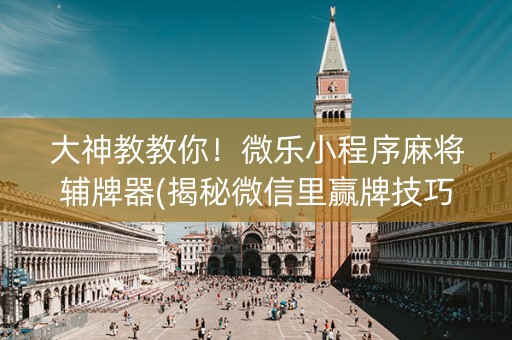 大神教教你！微乐小程序麻将辅牌器(揭秘微信里赢牌技巧)