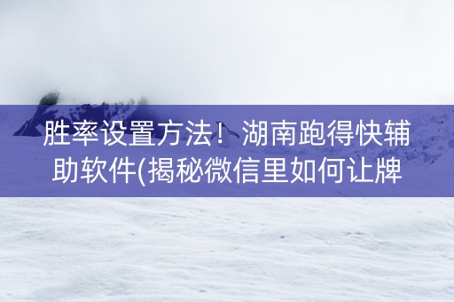 胜率设置方法！湖南跑得快辅助软件(揭秘微信里如何让牌变好)