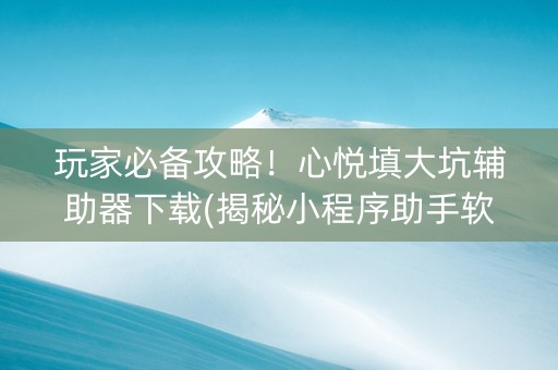 玩家必备攻略！心悦填大坑辅助器下载(揭秘小程序助手软件)