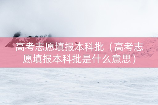 高考志愿填报本科批（高考志愿填报本科批是什么意思）