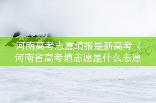 河南高考志愿填报是新高考（河南省高考填志愿是什么志愿）